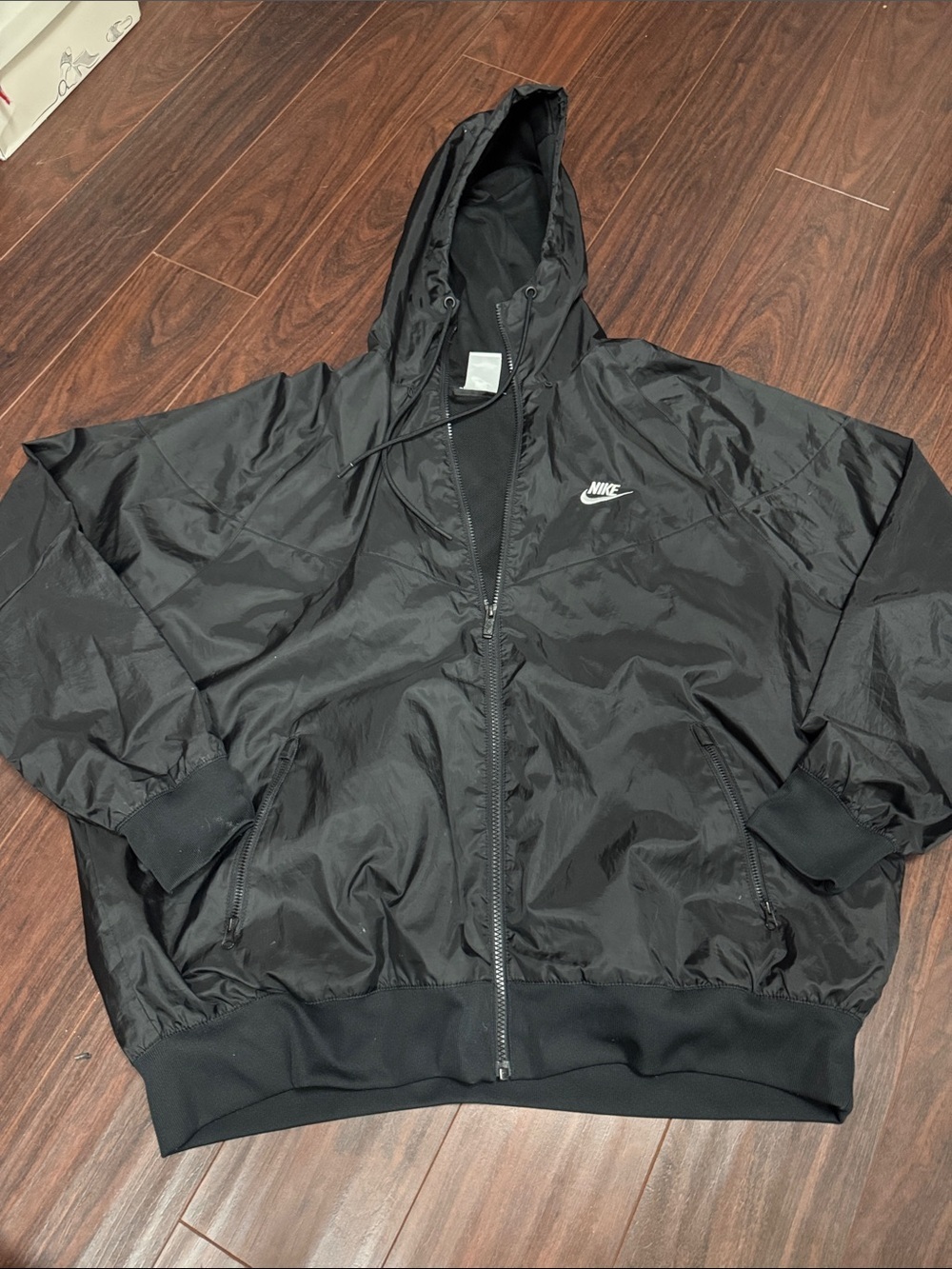 Nike Black Hooded Zip Windbreaker Jacket for Men